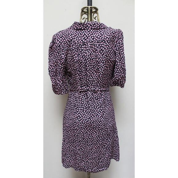 Rouje Louison Marine Heart Black Pink Wrap Mini Dress Size 34/US 2 - Picture 5 of 5